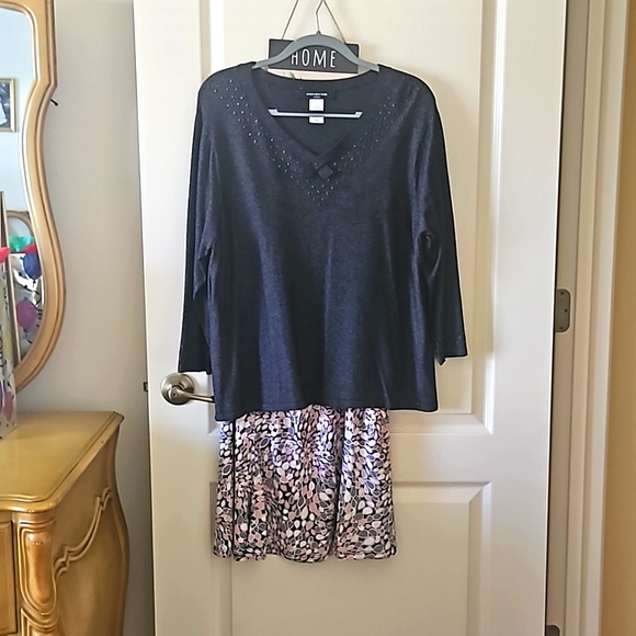 Skirt & Sweater Bundle Jones of NY top 2x gray beaded skirt 2x coordinat… - Picture 1 of 11